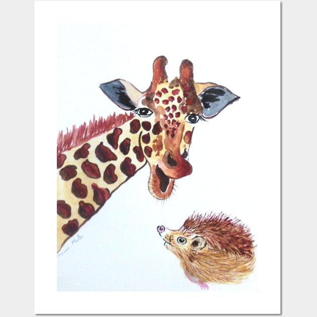 Giraffe and a Hedgehog Wall Art by Casimirasquirkyart